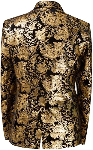 Vista 3 de Cloudstyle Saco tipo blazer para hombre con estampado floral, solapa con muescas, ajustado