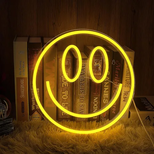 Vista 8 de Letrero de neón Lightning Eyes Smile – 13"x12.2" luz LED de pared con brillo regulable de 5 niveles – decoración de habitación divertida