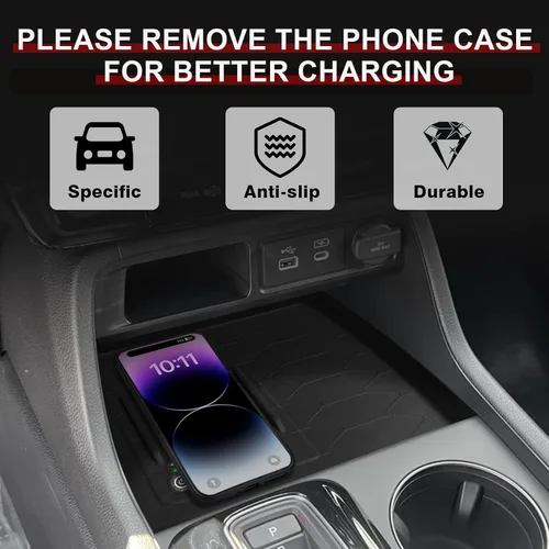 Vista 2 de Muslogy Compatible con Honda Pilot 2023-2025/2026 Passport Accesorios de Consola Central Cargador Inalámbrico Alfombrilla Protectora Insertos