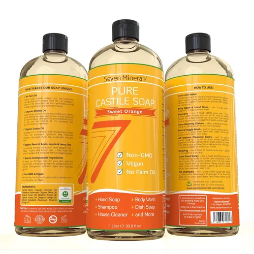 Vista 7 de Seven Minerals Jabón de Castilla de Naranja Dulce y Jabón de Castilla de Limón (33.8 fl oz)