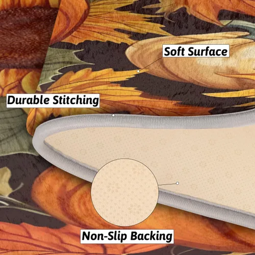 Vista 6 de cfpolar Pumpkins Maple Leaves Sunflowers Bathroom Rugs Non-Slip Bath Rug Microfiber Bath Mat Absorbent Kitchen Mats and Rugs Machine Washable Oval