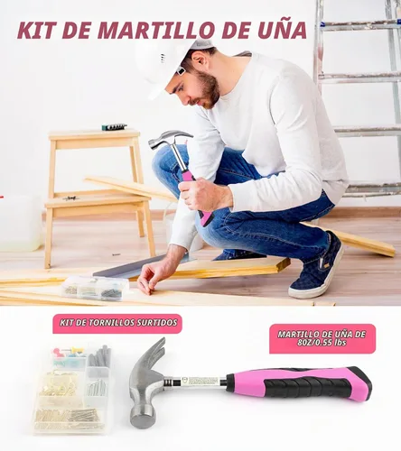 Vista 5 de DOWELL Kit de herramientas rosa de 140 piezas para mujeres, niñas, damas, juego de herramientas para el hogar con bolsa de herramientas de 14