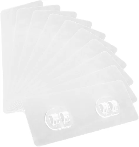 Vista 8 de Zerodeko 20 piezas de calcomanías transparentes con hebilla de doble garra que no deja marcas, parches adhesivos de plástico resistente, perchas
