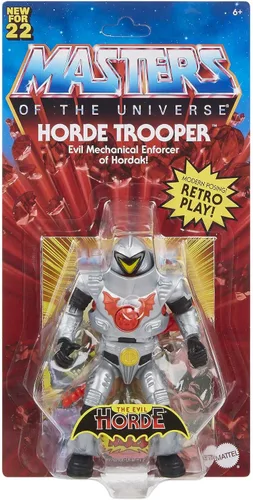 Vista 6 de Figura de acción de Masters of the Universe Origins Horde Trooper con accesorios, regalo coleccionable para fanáticos de Motu a partir de 6 años
