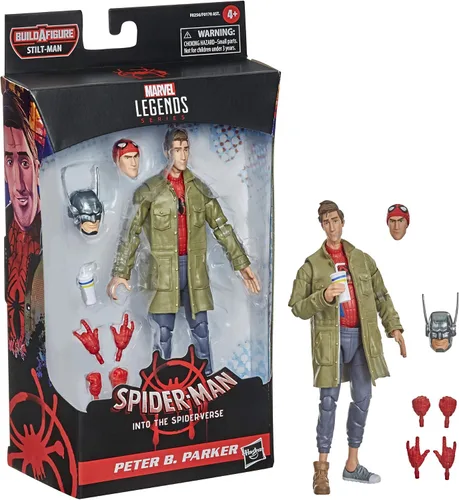 Vista 3 de Spider Man de Hasbro Marvel Legends Series, Into The Spider-Verse. Figura de acción coleccionable de Peter B. Parker de 6 pulgadas, juguete