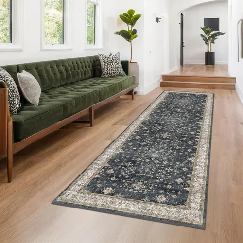 Vista 139 de Hazo Haus – Alfombra pequeña para entrada, cocina o baño, antideslizante con base de goma, resistente a las manchas y a la decoloración, diseño