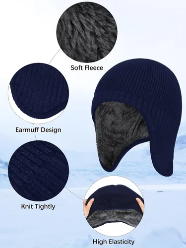 Vista 3 de Motarto Gorro de invierno cálido con orejeras, con forro polar grueso, elástico, resistente al viento, para hombres y mujeres