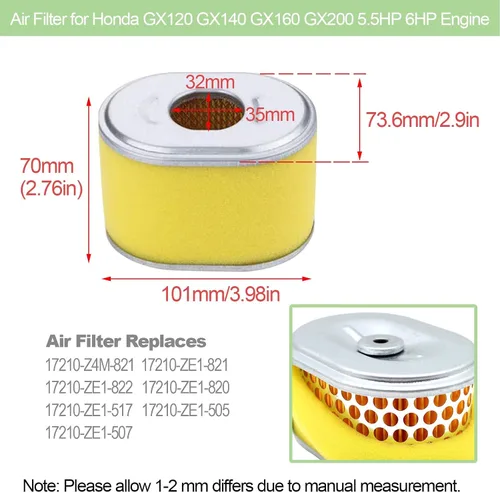 Vista 7 de Carcasa del filtro de aire GX160 con conjunto de filtro de aire para Honda GX120 GX140 GX160 GX200 168F Motor Cortacésped Reemplazar 17230-Z51-820