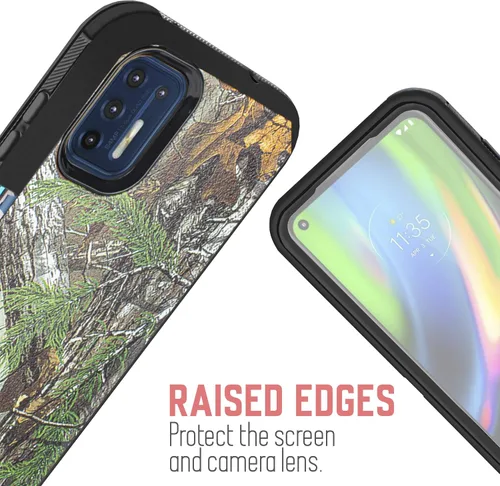 Vista 4 de Funda protectora para Moto G9 Plus, con protector de pantalla integrado, resistente grado militar, con clip para cinturón y soporte (camuflaje)