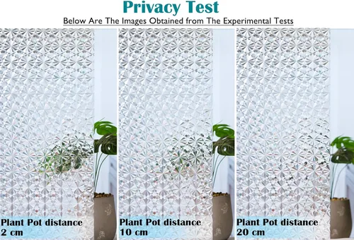 Vista 5 de Niviy Película de Privacidad para Ventanas con Patrón de Diamante 3D, Vinilo No Adhesivo con Adherencia Estática, Película Decorativa para Ventanas