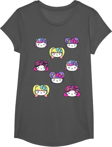 Vista 40 de hello kitty Kawaii Multi peinado Tee, Azul (Heather blue)