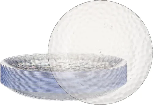 Vista 24 de PLASTICPRO Paquete de 30 platos de plástico martillado, platos de plástico desechables pesados, elegantes platos de fiesta transparentes martillados