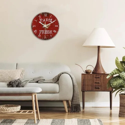 Vista 4 de DreamAutumn Reloj de pared de madera vintage con temática de playa rústica y costera, redondo, relojes de pared grandes, funciona con pilas, sin