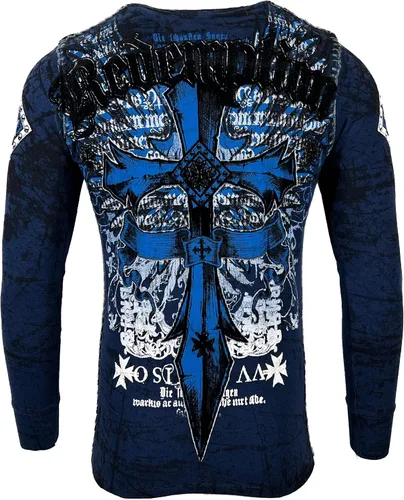 Vista 3 de Archaic Affliction - Camisa térmica para hombre, color azul marino lealtad, Azul