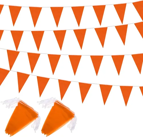 Vista 8 de Panelee Banderines en blanco de 300 pies para colgar, 180 piezas de guirnaldas triangulares para apertura, graduación, fiesta de cumpleaños