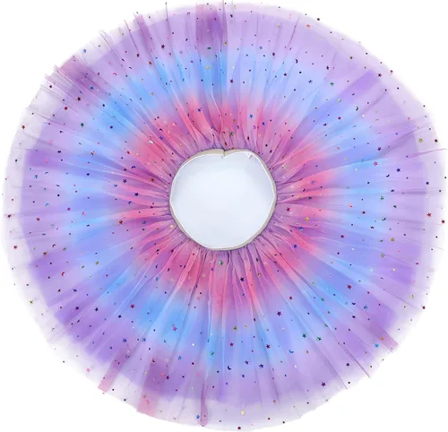 Vista 2 de Zando Falda tutú brillante en capas para niñas pequeñas vestido de baile de ballet falda de tul de lentejuelas para niños disfraz de Halloween