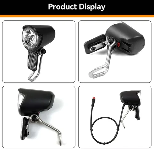 Vista 7 de Faro eléctrico para bicicleta, compatible con 12 V-60 V, conector impermeable de 2 pines, luz delantera de bicicleta eléctrica, luz frontal LED