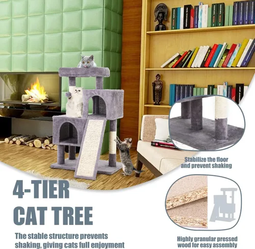 Vista 6 de Árbol para gatos de interior, torre para gatos de 36 pulgadas, condominio de varios niveles para gatos con sisal, tabla de rascar, bola colgante