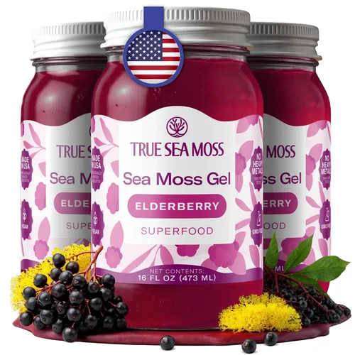 Vista 18 de TrueSeaMoss Gel de musgo marino – hecho en EE. UU. – Musgo marino silvestre, frutas y verduras en frasco – Manzana/Canela, paquete de 1