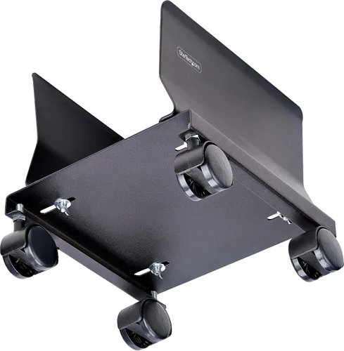 Vista 3 de StarTech - Carrito de torre para computadora, carga máxima de 46.3 libras, TAA (CPUMOBILESTND) Carrito de CPU móvil rodante sobre ruedas, soporte