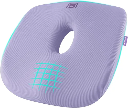 Vista 12 de Skechers Cojín de asiento de espuma viscoelástica, cojín para silla de oficina con forma de dona para aliviar el dolor de coxis, almohada para silla