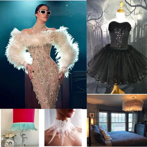 Vista 3 de Shekyeon 2 yardas de decoración para vestido con plumas de cuello de gallo