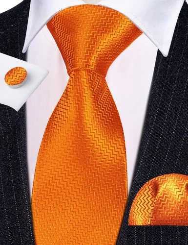 Vista 65 de Barry.Wang Juego de corbatas a cuadros para hombre con pañuelo gemelos de rayas clásicas