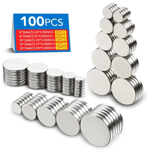 Vista 8 de DIYMAG Imanes pequeños para refrigerador, 200 imanes redondos de tierras