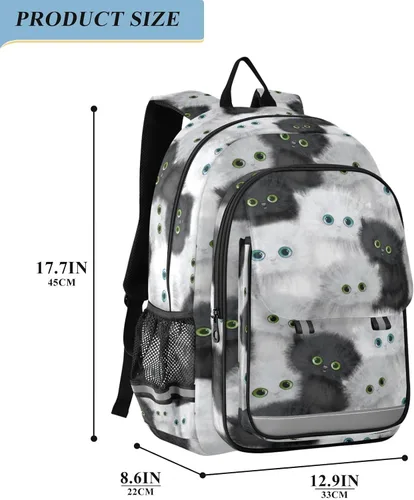 Vista 2 de senya Mochila para niños y niñas, mochila de calavera pirata dorada, mochila para estudiantes, mochila para escuela, primaria, adolescentes, Gato