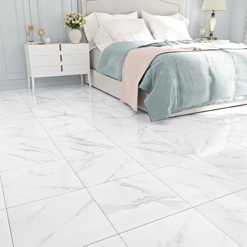 Vista 4 de Azulejos autoadhesivos de mármol blanco para despegar y pegar, azulejos de suelo de cocina impermeables para despegar y pegar, azulejos de mármol