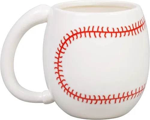 Vista 2 de Ceramicfor Taza de café de béisbol, regalo de Navidad novedoso para hombres, mujeres, todos los amantes del deporte, 14 onzas, color blanco