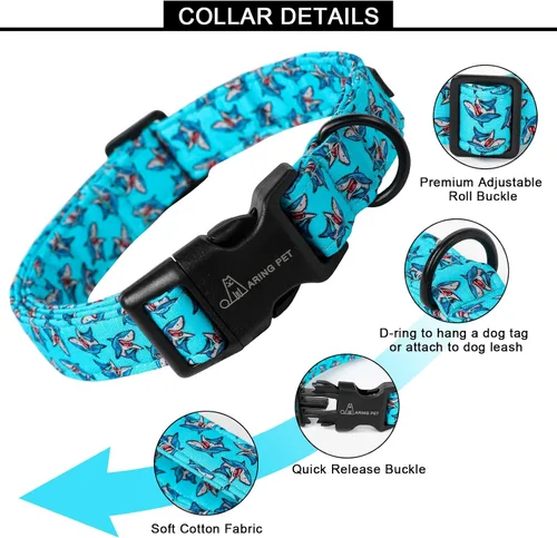 Vista 301 de Aring Pet Collar de algodón, ligero y ajustable, con hebilla de liberación rápida, para perros pequeños, medianos y grandes, para cachorros, S, Hoja