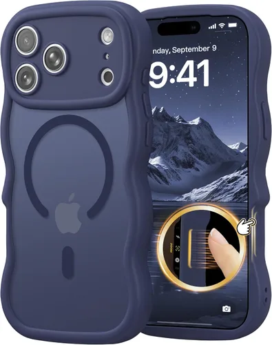 Vista 95 de Magsafe - Funda magnética para iPhone 12 Pro Max, compatible con Magsafe con marco ondulado, translúcido, mate, parte trasera dura, de silicona, a
