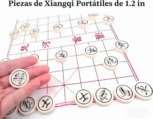 Vista 6 de MAGIKON Juego de ajedrez chino, plástico duro Xiangqi con caja 1.2in piezas