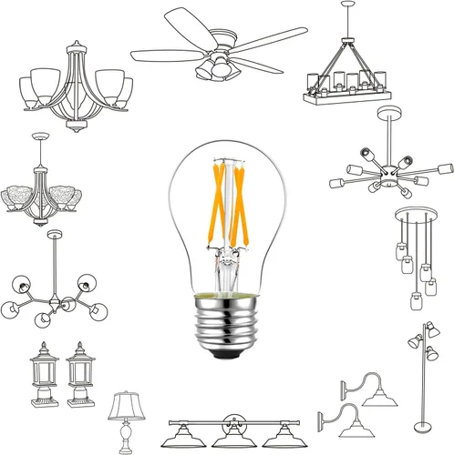 Vista 7 de LiteHistory Bombilla LED E26 equivalente a 6 W, 60 W, no regulable, bombilla LED Edison A15 para ventilador de techo, apliques de pared, nevera