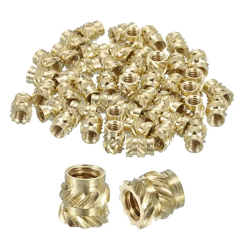 Vista 68 de uxcell Tuercas de inserción moleteadas, 100 piezas M1 x 1.5mm L x 2mm DE 3D Impresión de latón Tuercas de inserción roscadas hembras Insertos