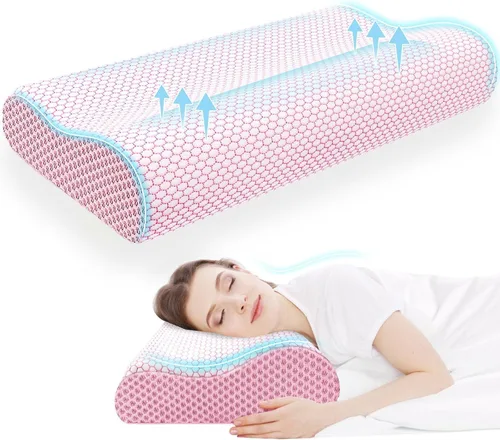 Vista 11 de CloudBliss Almohada cervical ergonómica para dormir, almohada cervical cervical para aliviar el dolor de cuello, almohada de espuma viscoelástica