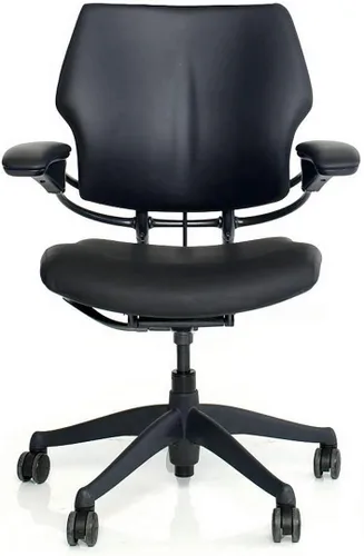 Vista 3 de Humanscale Freedom Office - Silla de escritorio para tareas Asiento y respaldo negro Corde 4 Marco de grafito Brazos Duron ajustables