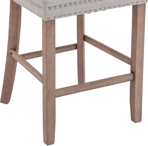 Vista 10 de Juego de 2 taburetes de bar con altura de mostrador, asiento de 26.3 Taburetes de bar beige