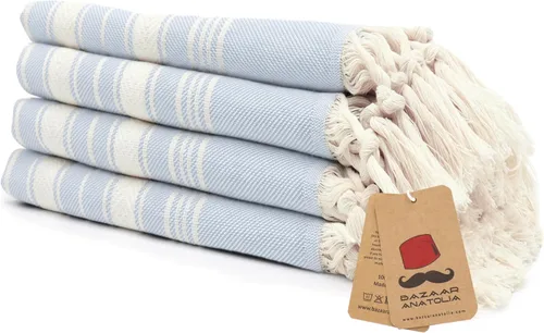 Vista 21 de Bazaar Anatolia Toallas de mano – Juego de 4 39 x 19 pulgadas – Toalla de mano turca a rayas para baño, 100% algodón, cocina, cara, cabello, té