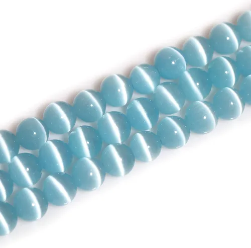 Vista 24 de GEM-Inside - Cuentas sueltas de ojo de gato de 0.236 pulgadas (0.236 in), redondas, de cristal azul ácido, cuentas de energía para fabricación