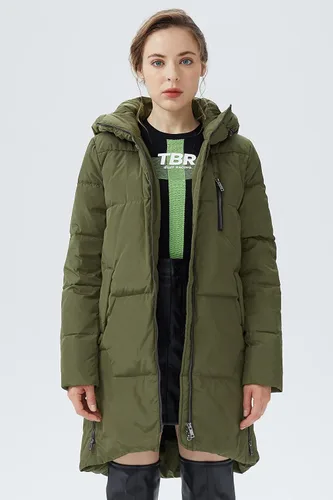 Vista 4 de Orolay - Abrigo acolchado de invierno para mujer, de plumón, con capucha y cremallera doble