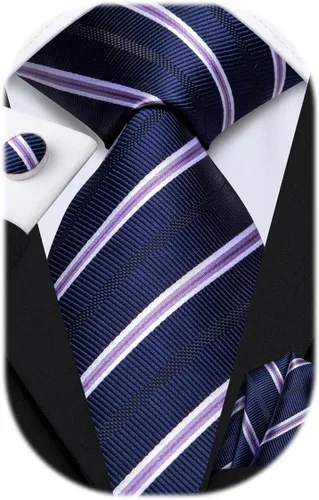 Vista 13 de Hi-Tie Corbatas de seda para hombre con estampado de cachemira, conjunto de corbata cuadrada, pañuelo de bolsillo y gemelos para negocios formales
