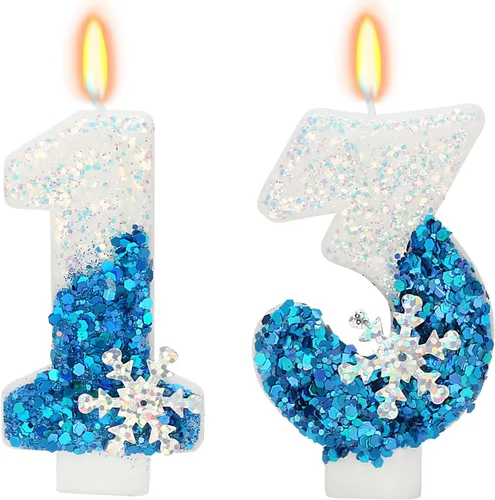 Vista 32 de Velas de cumpleaños con temática de nieve, suministros de fiesta de cumpleaños de invierno, decoración de pastel número 0 de 2.76 pulgadas (número 0)