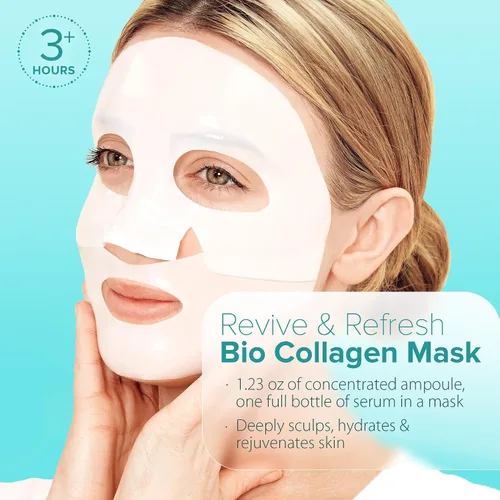Vista 2 de Ebanel Mascarilla Facial de Bio Colágeno, Paquete de 4 Mascarillas Faciales Hidratantes con 7 Péptidos, Ácido Hialurónico, Niacinamida, Centella