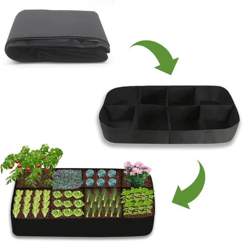 Vista 3 de Bolsas de cultivo de tela transpirable y duradera de 128 galones, macetas de tela no tejida resistentes de 3 x 6 pies para verduras y flores