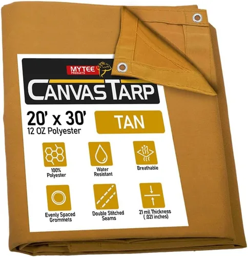 Vista 46 de Mytee Products Lona de lona marrón oscuro de 6 x 8 pies de 12 onzas, resistente al agua y transpirable, lonas resistentes, cubierta de lona