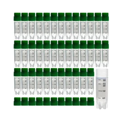 Vista 10 de Tubos de viales criogénicos de PP de 0.1 fl oz, rosca externa, sin código de barras, viales de plástico estériles con tapa de sellado estupenda