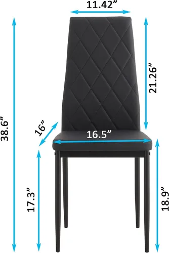 Vista 2 de Yogald - Juego de 4 sillas de comedor modernas con respaldo alto, sillas de comedor de piel sintética con respaldo de rejilla de diamante