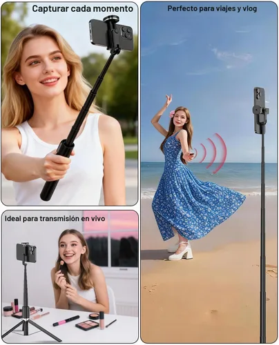 Vista 5 de CAMBOFOTO Trípode para selfie, soporte para teléfono de 67 pulgadas con control remoto Palo selfie 2 en 1 y trípode para teléfono para fotos